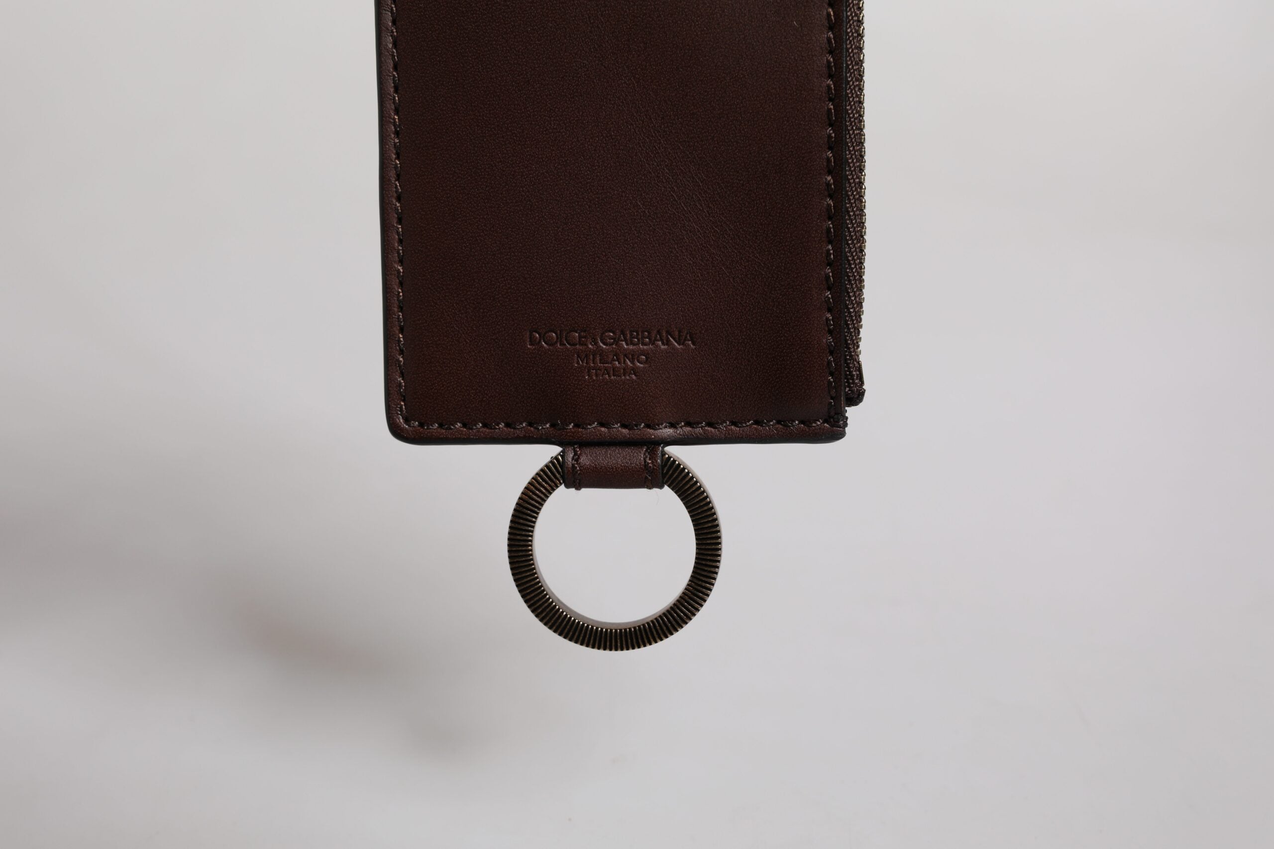 Dolce & Gabbana Braunes Kalbsleder Lanyard Logo Kartenetui Geldbörse