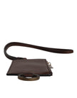 Dolce & Gabbana Braunes Kalbsleder Lanyard Logo Kartenetui Geldbörse