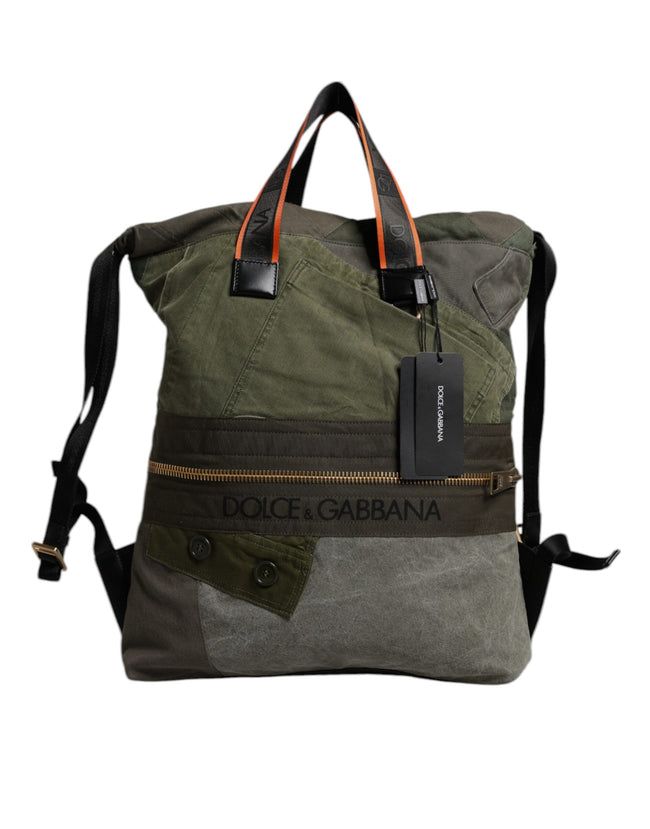 Dolce & Gabbana Militärgrüner Patchwork-Rucksack