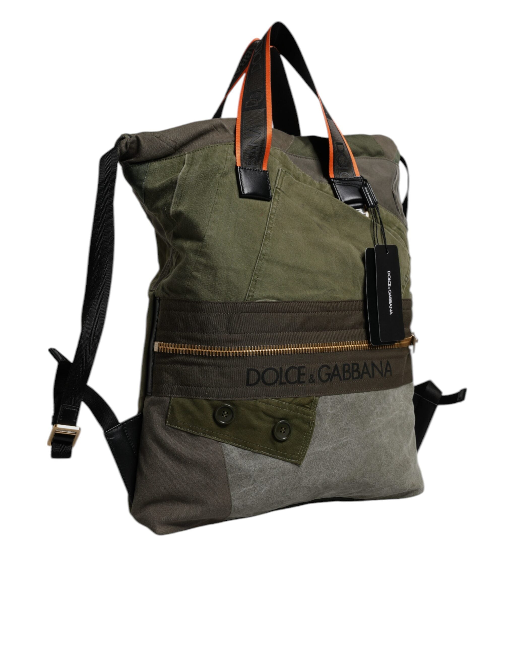 Dolce & Gabbana Militär Grün Patchwork Rucksack Rucksack Tasche