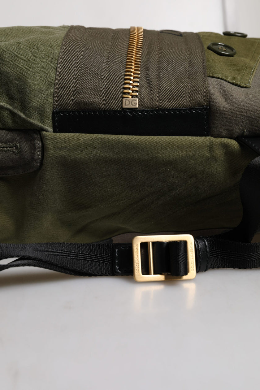 Dolce & Gabbana Militär Grün Patchwork Rucksack Rucksack Tasche