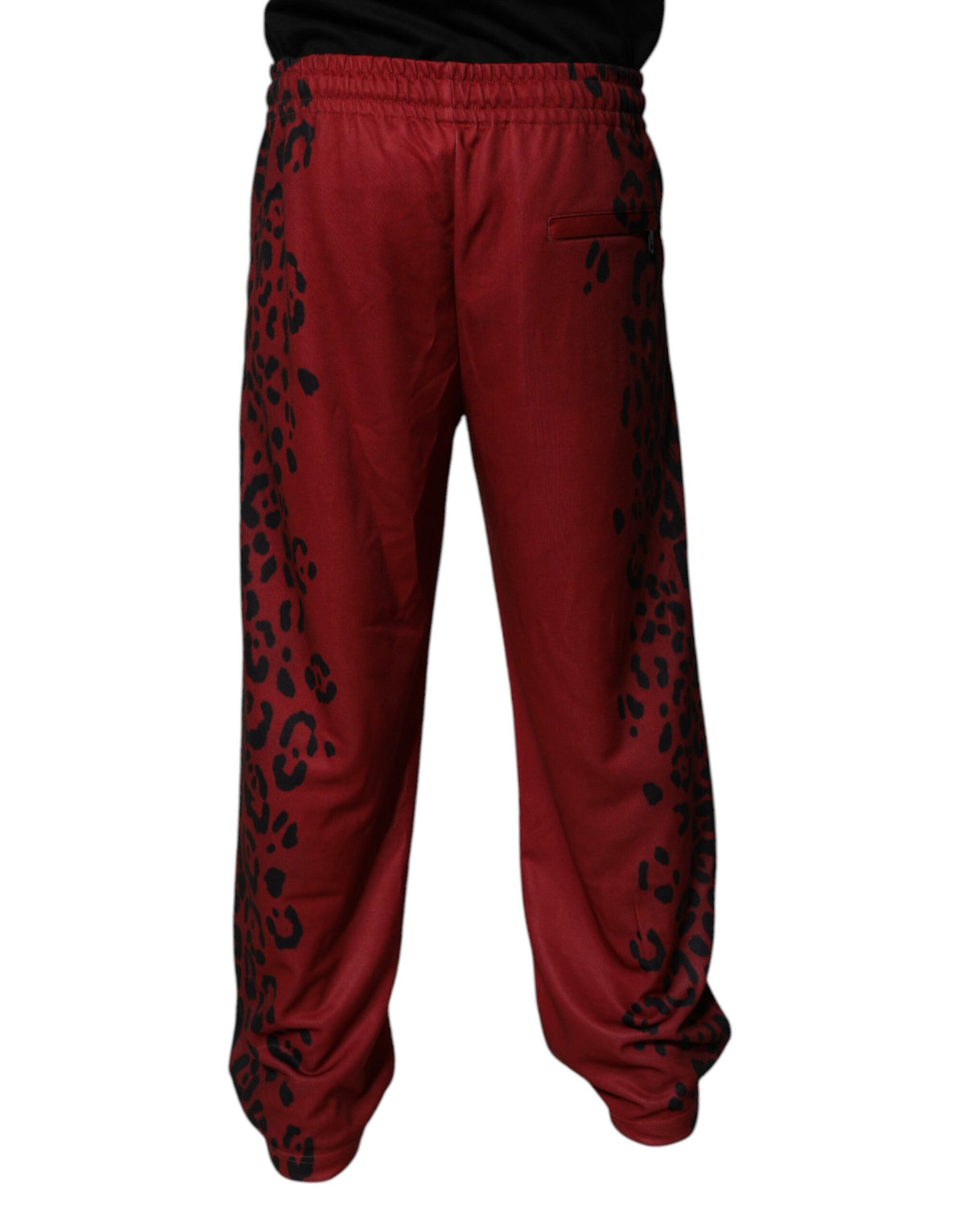 Dolce & Gabbana Red Leopard Print Polyester Men's Jogger Pants