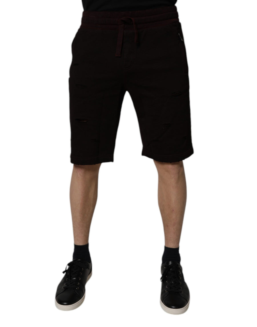 Dolce & Gabbana Maroon Cotton Sweatshorts Men's Bermuda Shorts