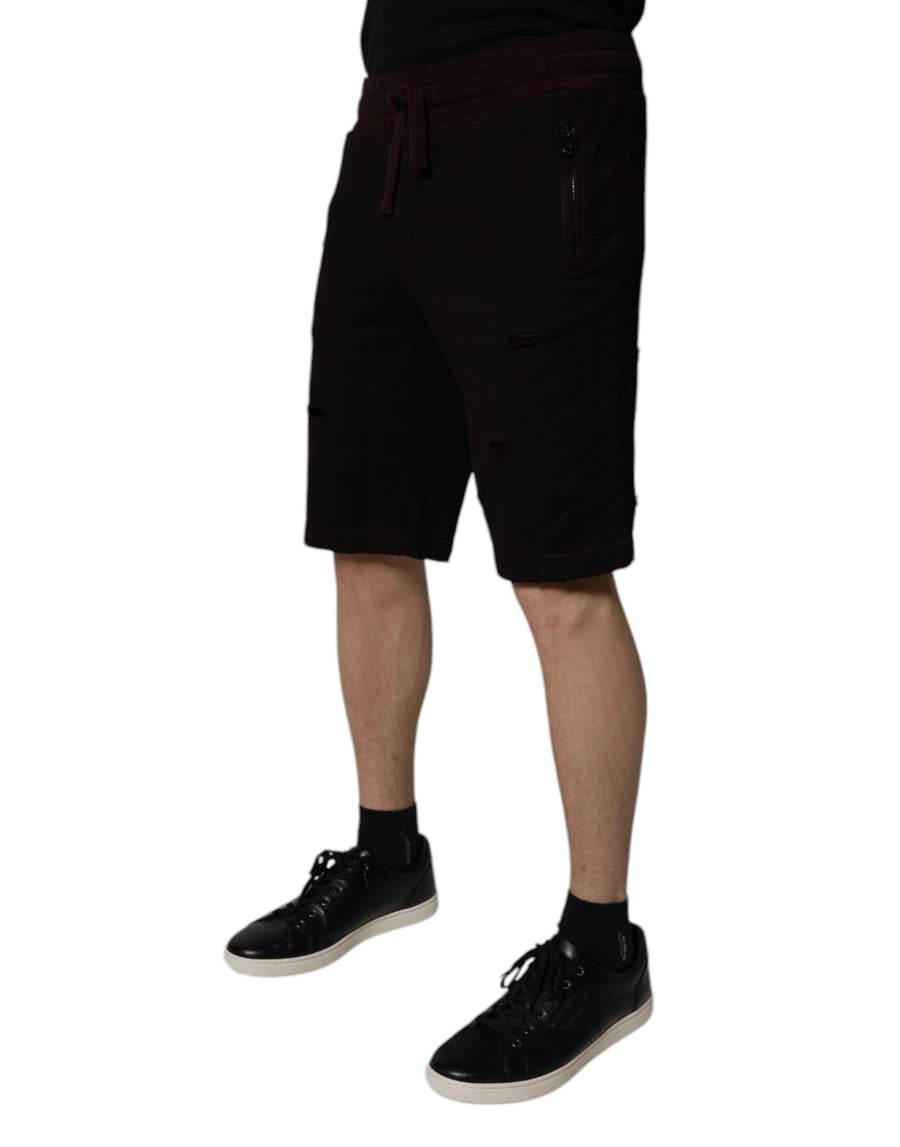Dolce & Gabbana Maroon Cotton Sweatshorts Men's Bermuda Shorts