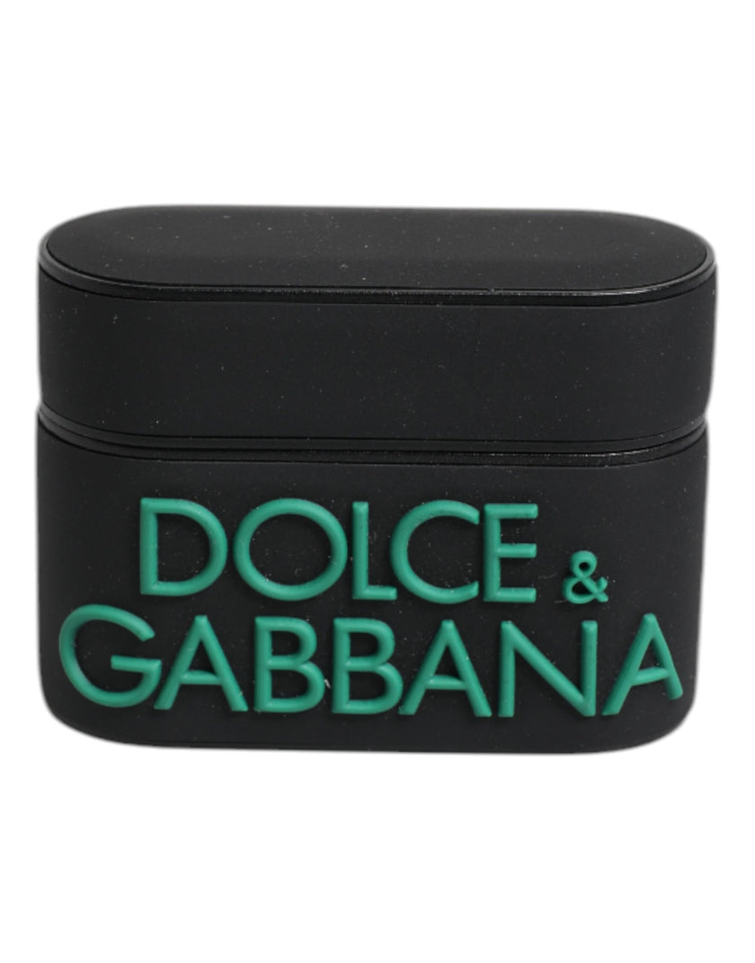 Dolce & Gabbana Schwarz Orange Silikon geprägtes Logo Airpods Case