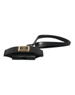 Dolce & Gabbana Schwarzer Lederriemen Gold Metall Logo Plakette Airpods Case