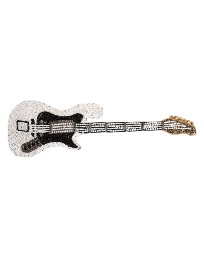 Dolce & Gabbana Gold Messing Logo Perlen Gitarre Anstecknadel Brosche