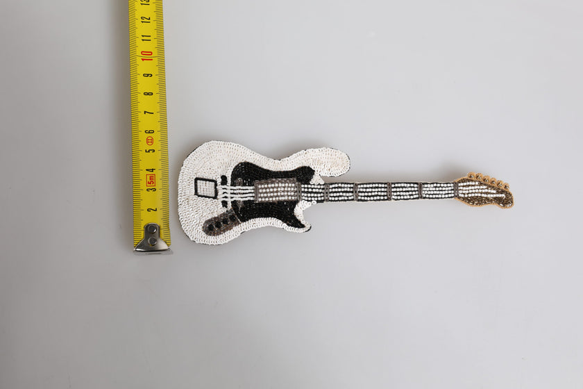 Dolce & Gabbana Gold Messing Logo Perlen Gitarre Anstecknadel Brosche