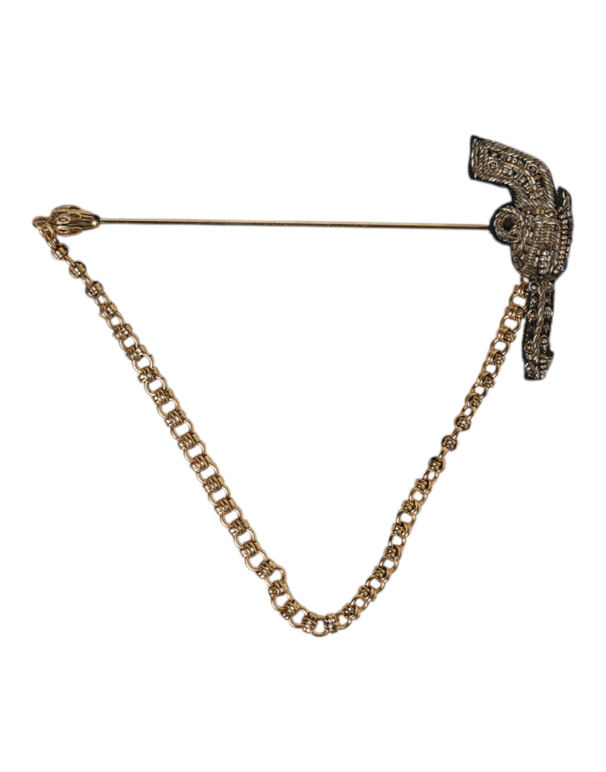 Dolce & Gabbana Black Gold Brass Copper Revolver Brooch Pin