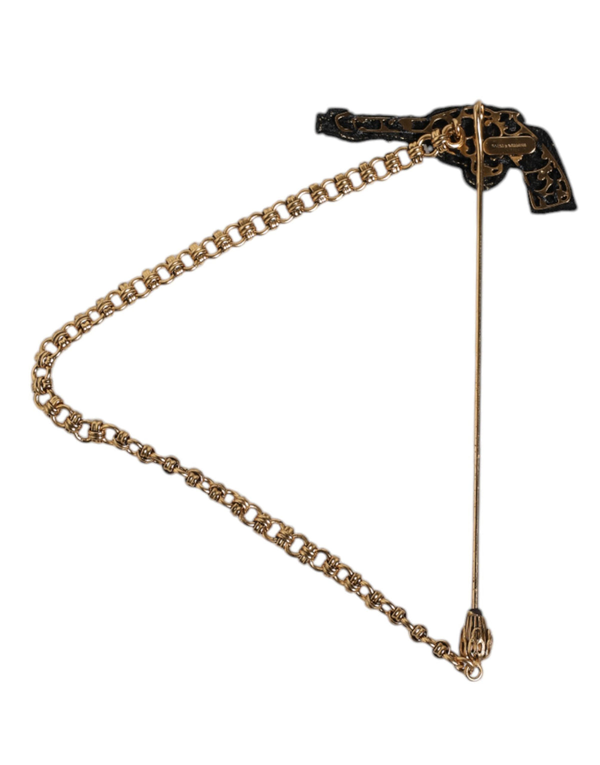 Dolce & Gabbana Black Gold Brass Copper Revolver Brooch Pin