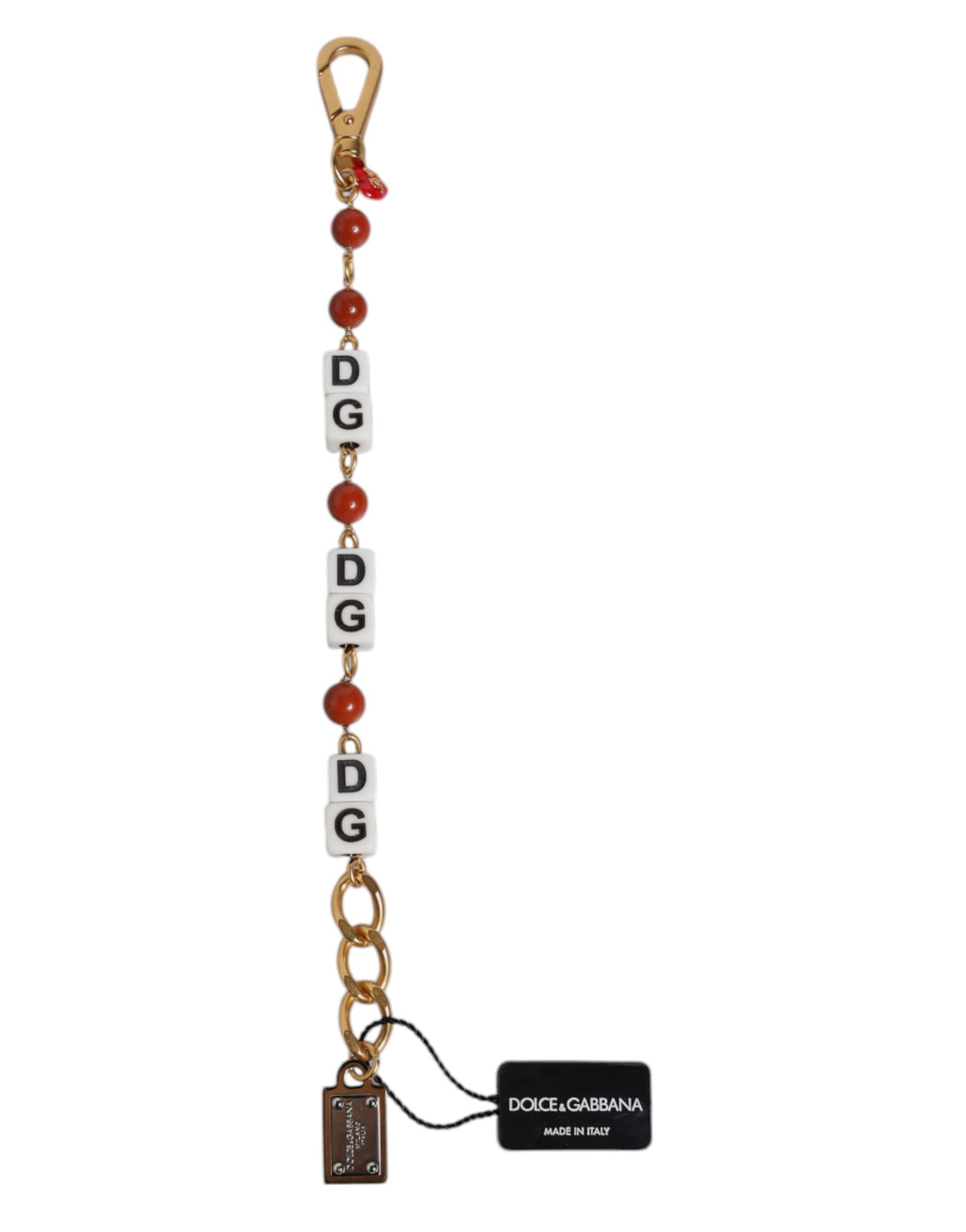 Dolce & Gabbana Multicolor Gold-Tone Brass Chain DG Logo Cube Bracelet