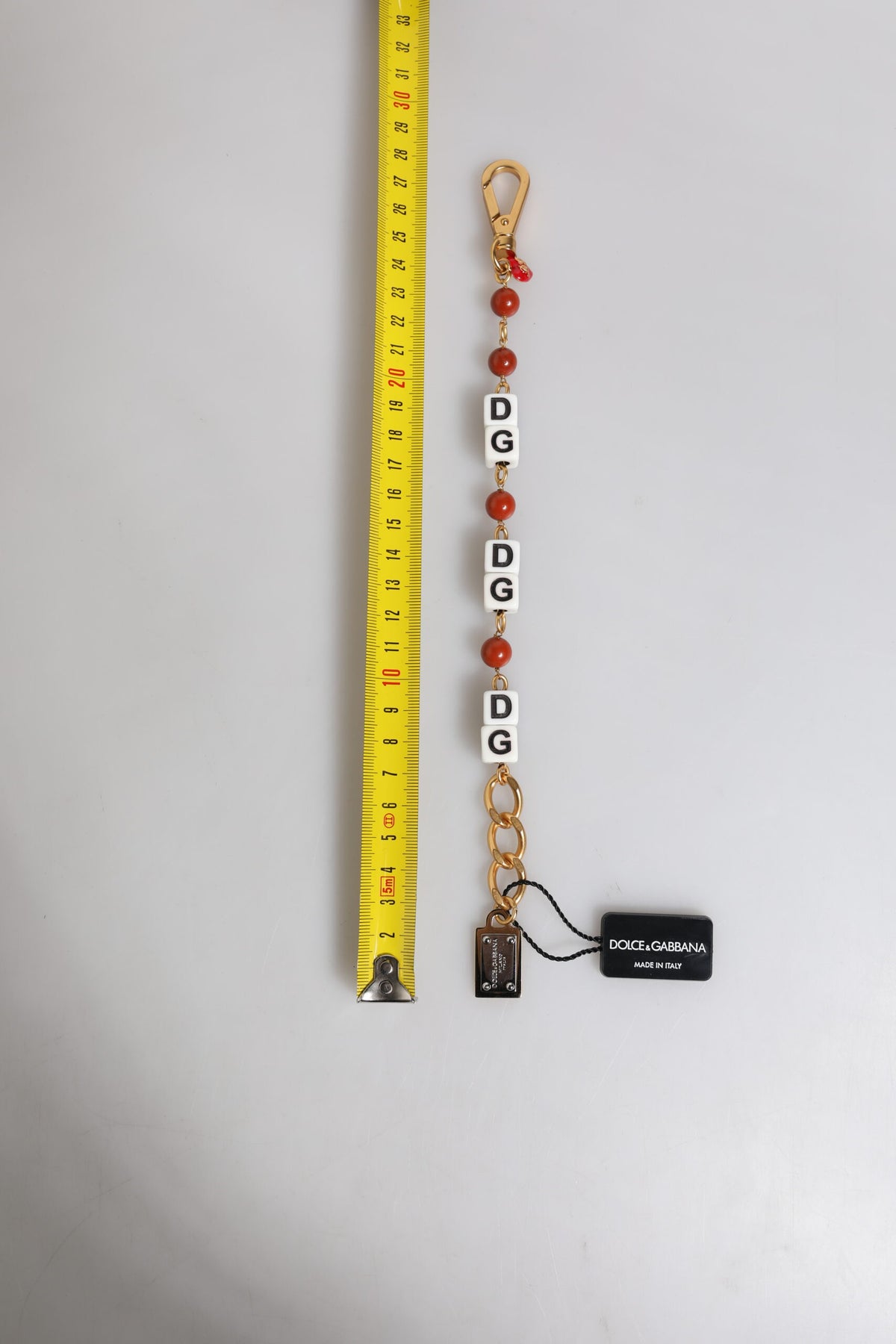 Dolce & Gabbana Multicolor Gold-Tone Brass Chain DG Logo Cube Bracelet