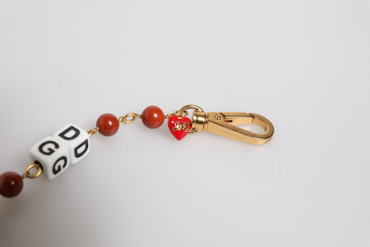 Dolce & Gabbana Multicolor Gold-Tone Brass Chain DG Logo Cube Bracelet