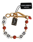 Dolce & Gabbana Multicolor Gold-Ton Messing Kette DG Logo Würfel-Armband