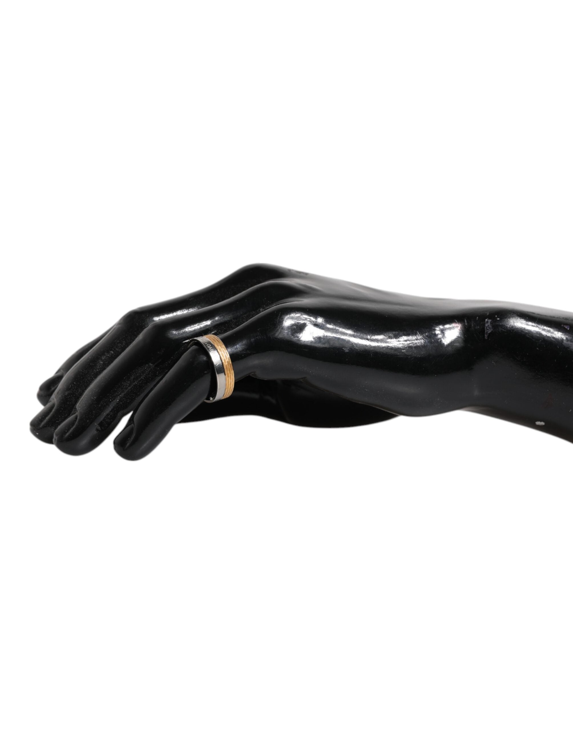 Dolce & Gabbana Gold-Silberfarbener Echtmessing DG Logo Ring