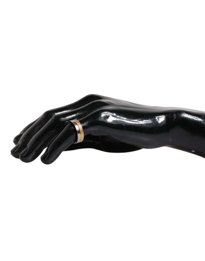 Dolce & Gabbana Gold-Silberfarbener Echtmessing DG Logo Ring