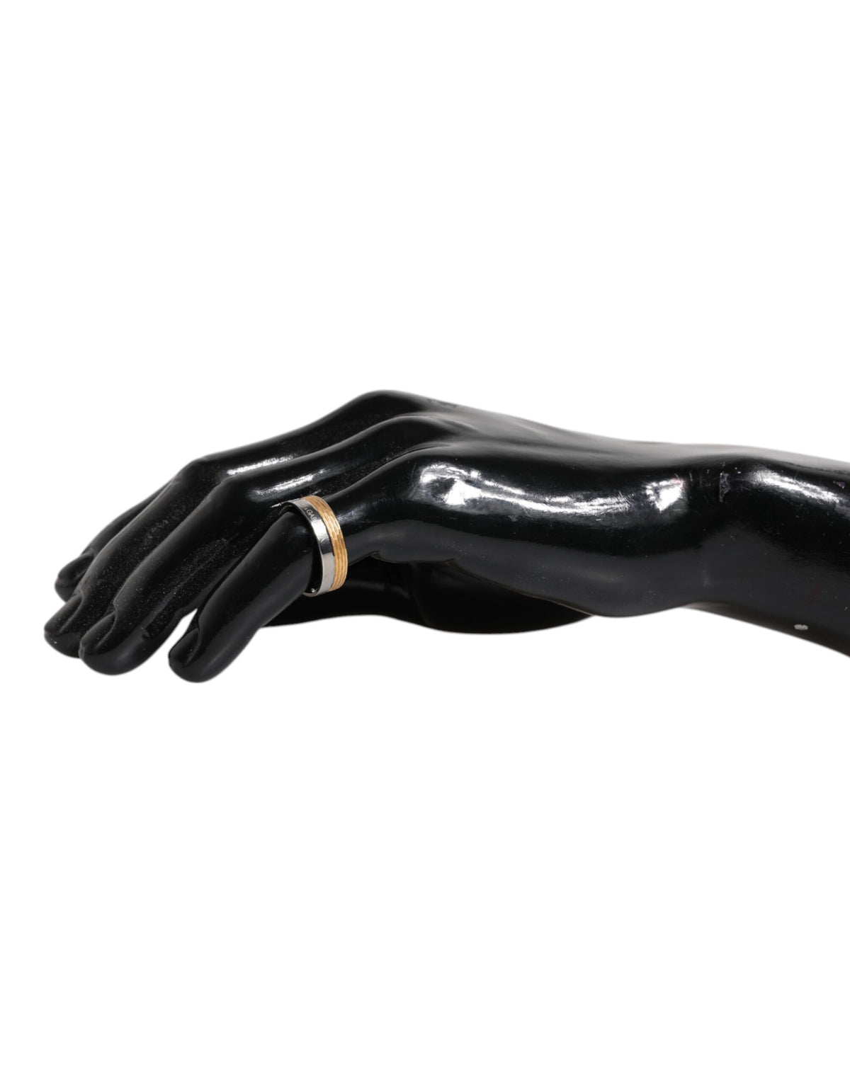 Dolce & Gabbana Gold-Tone Silver-Tone Real Brass DG Logo Ring
