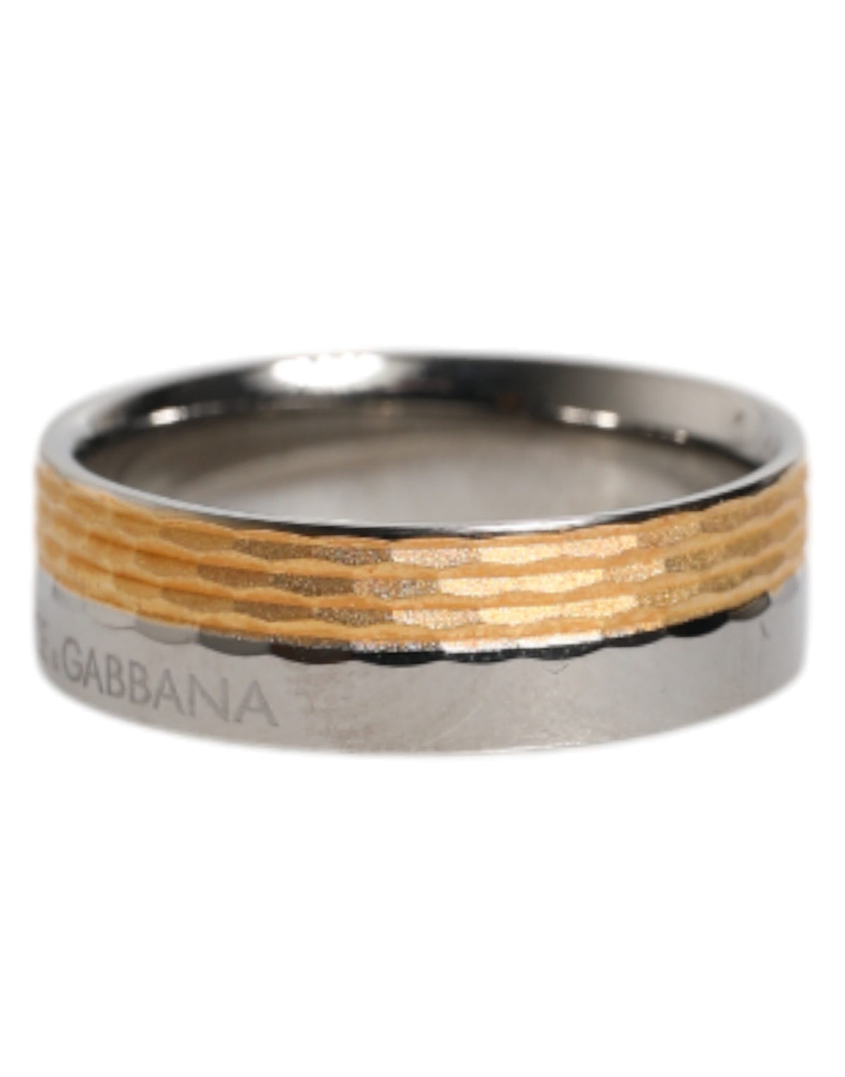 Dolce & Gabbana Gold-Tone Silver-Tone Real Brass DG Logo Ring