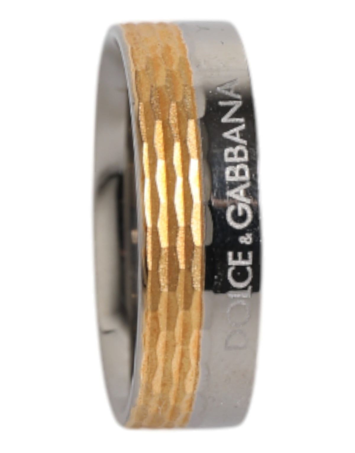 Dolce & Gabbana Gold-Tone Silver-Tone Real Brass DG Logo Ring