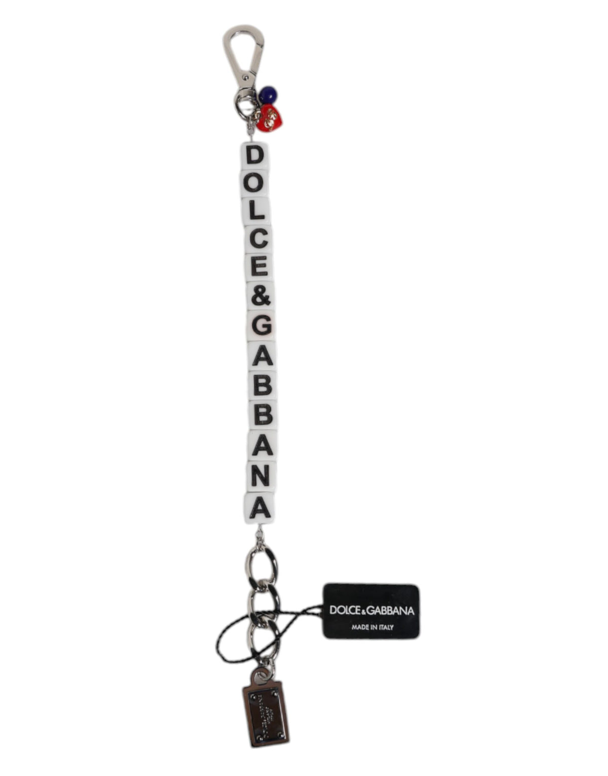 Dolce & Gabbana Silber Messing Kette Würfel Logo verschönert Charme Armband