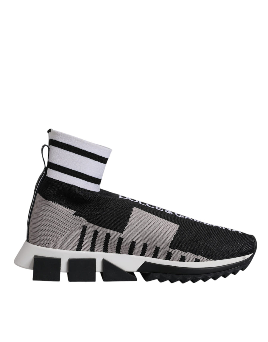 Dolce & Gabbana Black Grey Sorrento Socks Women's Sneakers Shoes