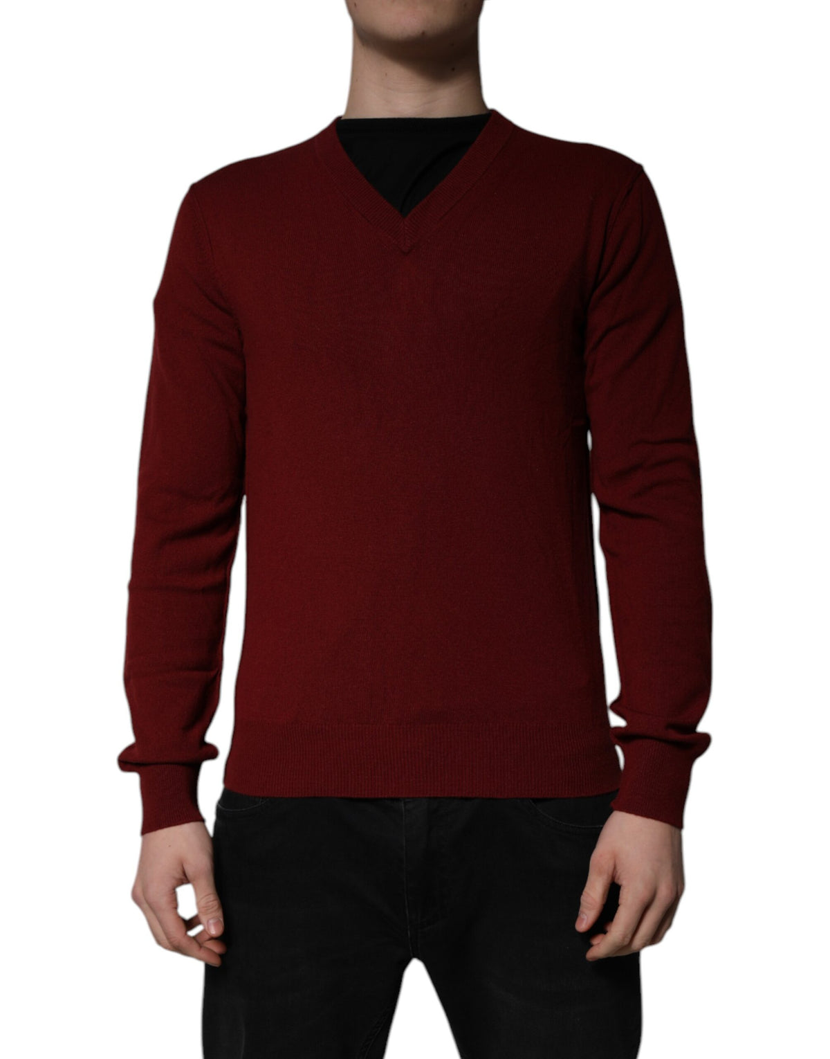 Dolce & Gabbana Men's Chestnut V-Neck Cashmere Sweater