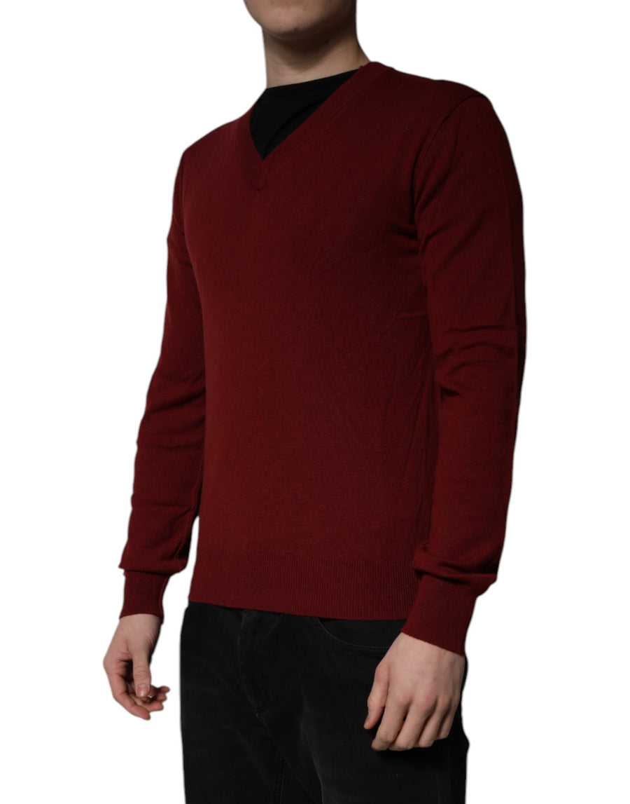 Dolce & Gabbana Men's Chestnut V-Neck Cashmere Sweater