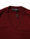 Dolce & Gabbana Kastanienbrauner Kaschmir-Pullover mit V-Ausschnitt für Männer