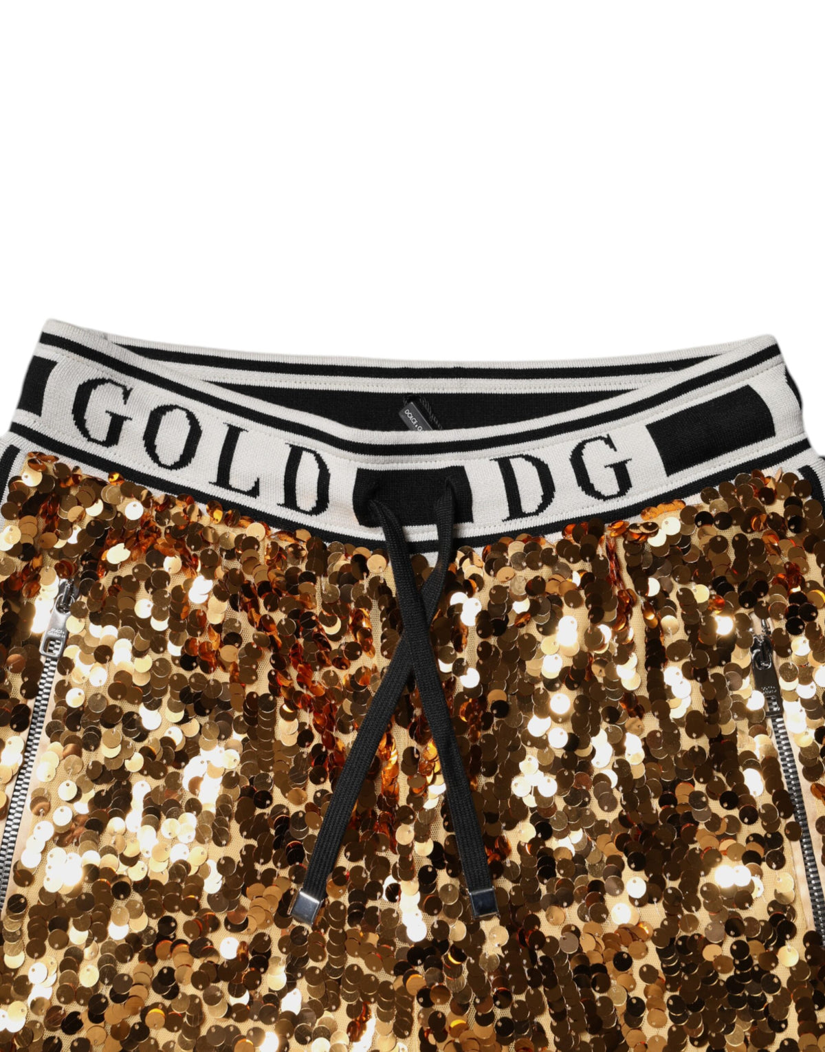 Dolce & Gabbana Metallic Gold DG Logo Sequin Jogger Pants