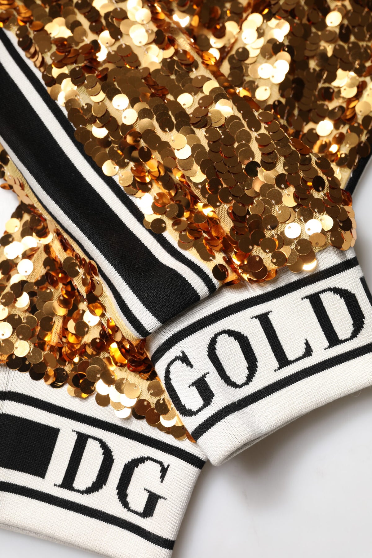 Dolce & Gabbana Metallic Gold DG Logo Sequin Jogger Pants