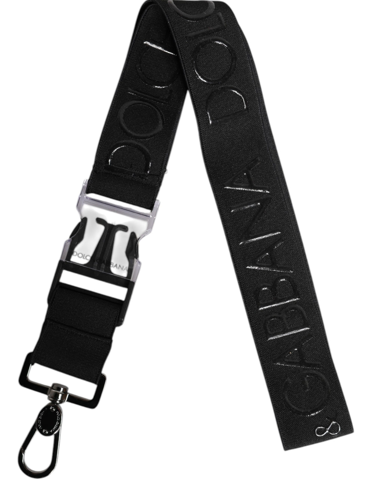 Dolce & Gabbana Black Stretch Polyester Keychain with Rubberized DG Logo