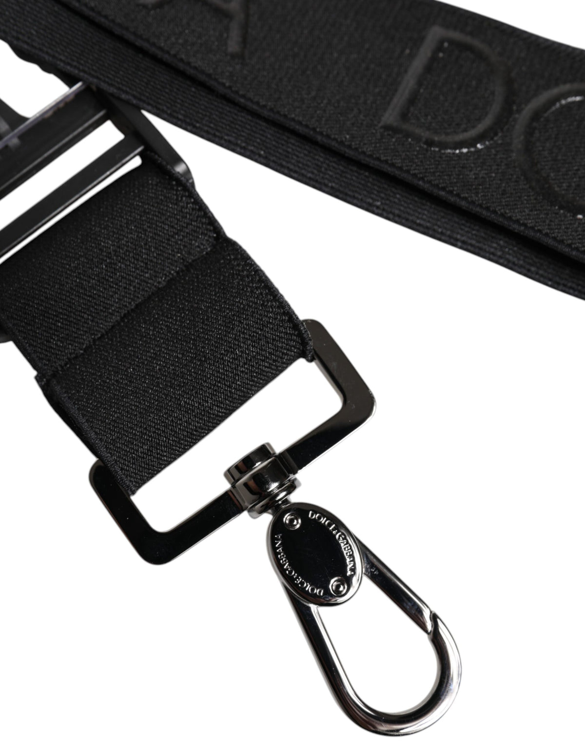 Dolce & Gabbana Black Stretch Polyester Keychain with Rubberized DG Logo