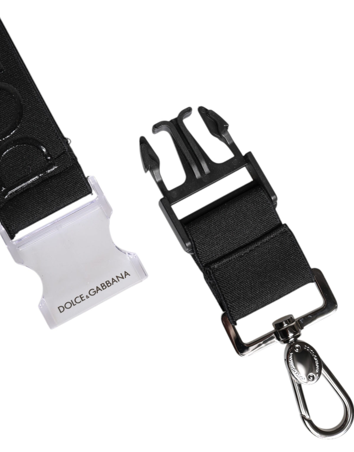 Dolce & Gabbana Black Stretch Polyester Keychain with Rubberized DG Logo