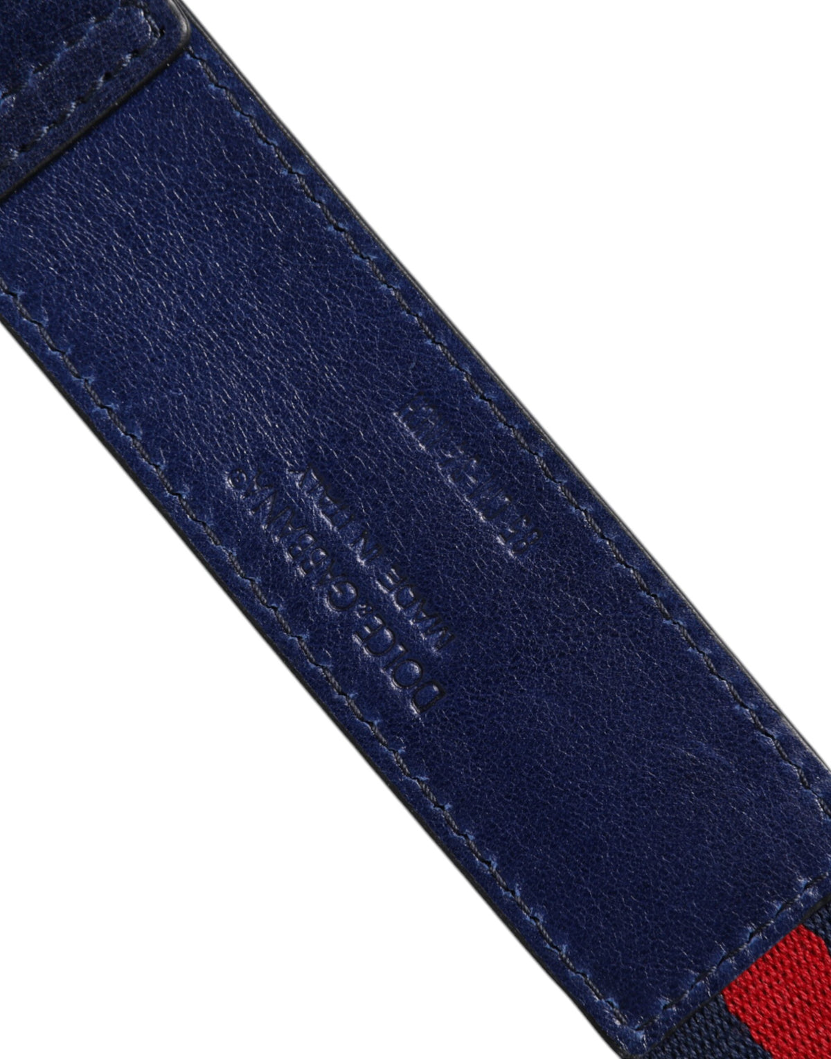 Dolce & Gabbana Blue Cotton Leather Belt with Printed Metal Buckle