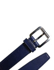 Dolce & Gabbana Blauer Baumwoll-Ledergürtel mit gedruckter Metallschnalle
