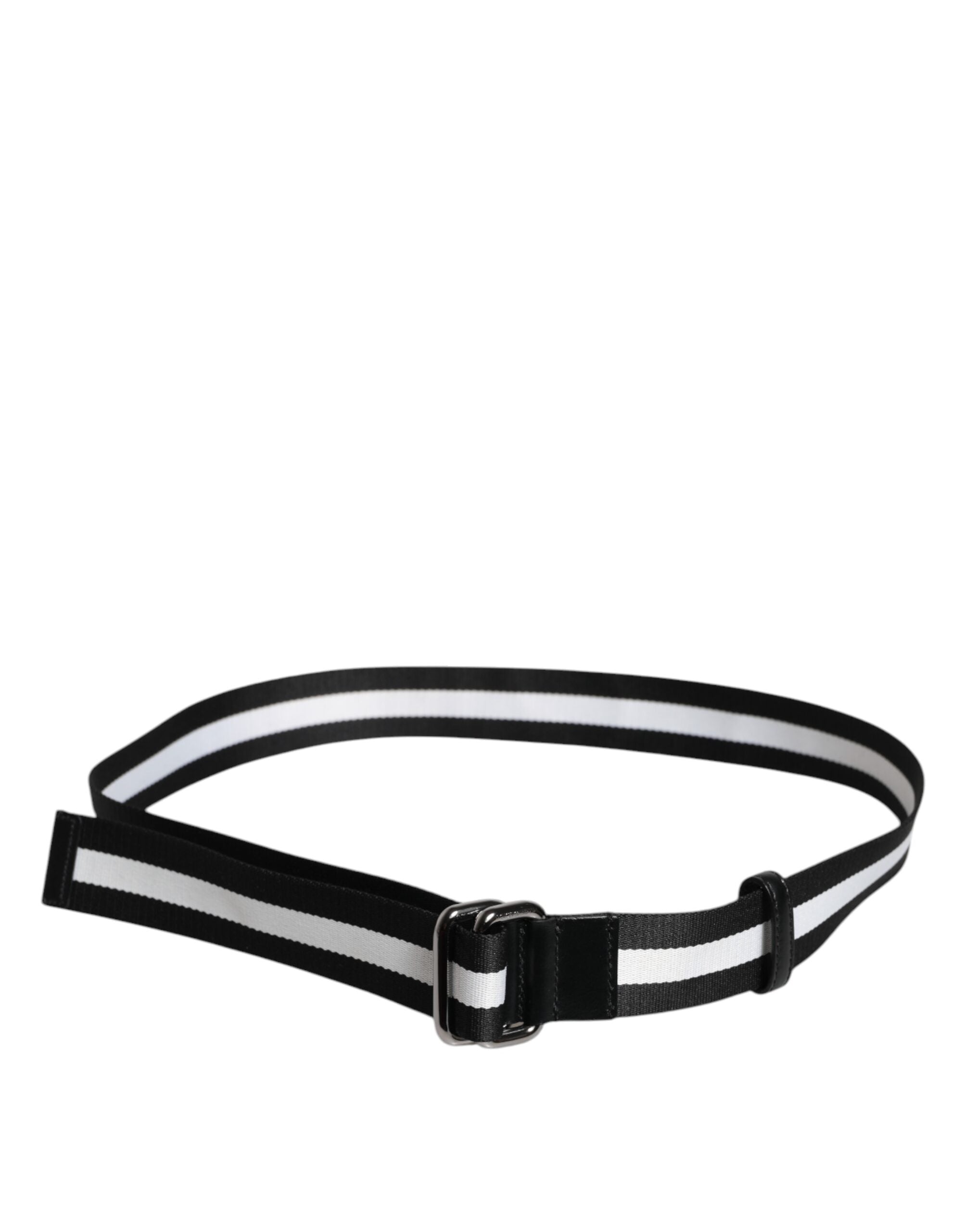 Dolce & Gabbana Gürtel mit gestreifter Metallschnalle und schwarz-gelbem Logo