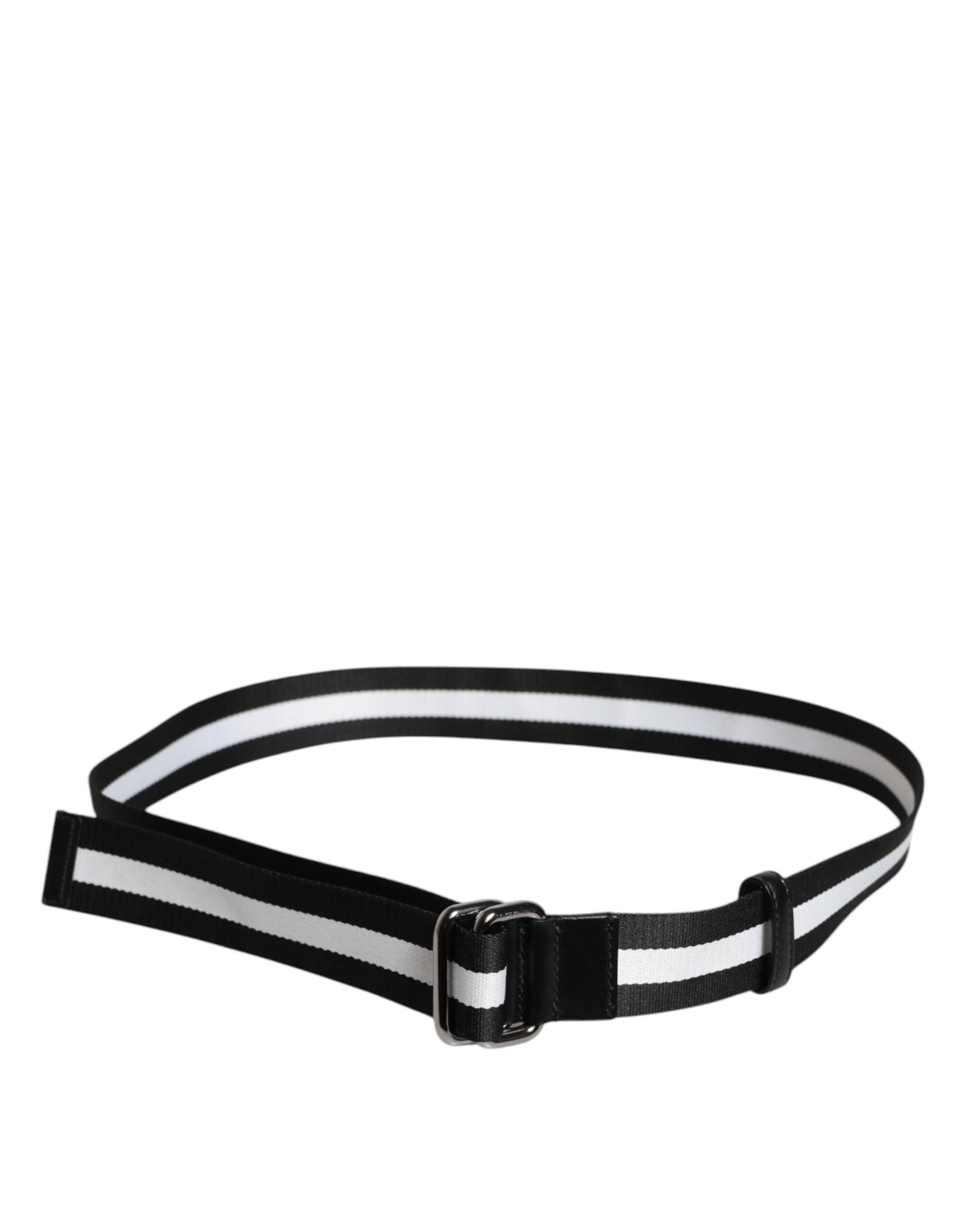 Dolce & Gabbana belt with striped metal buckle and black and yellow logo