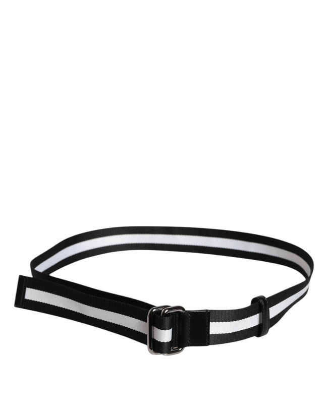 Dolce & Gabbana belt with striped metal buckle and black and yellow logo