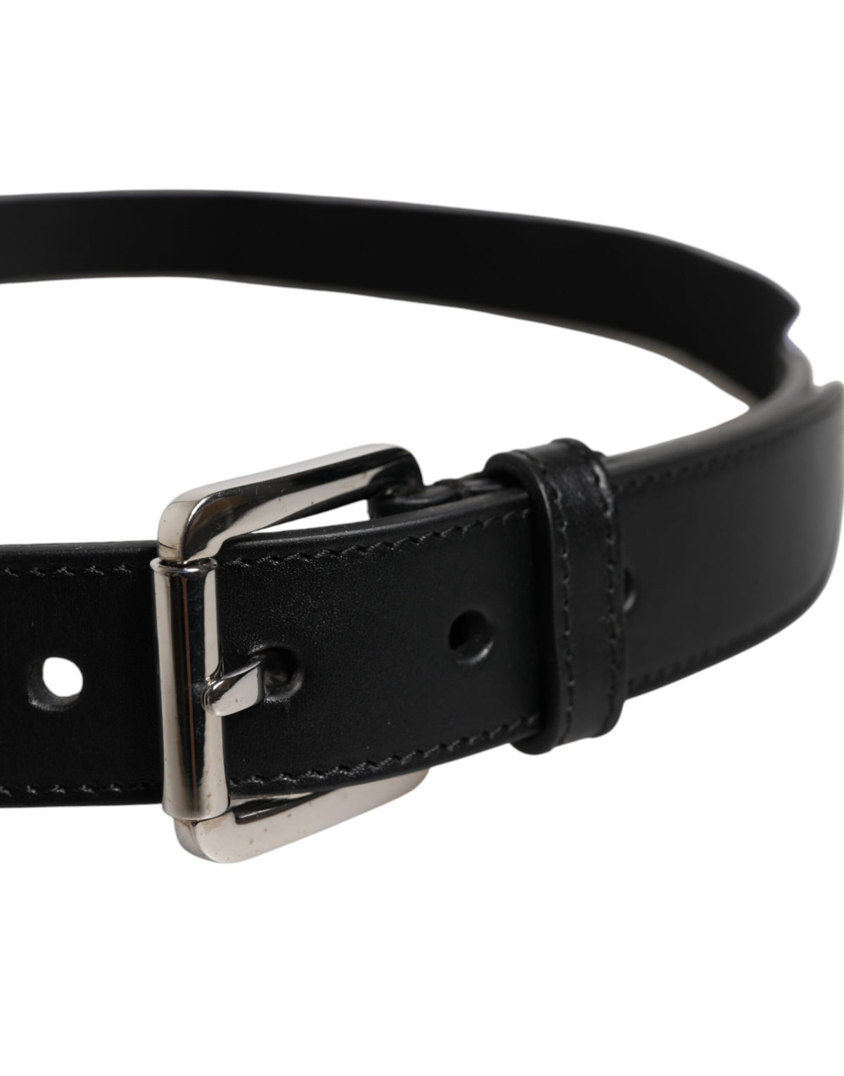 Dolce & Gabbana Black White Printed Belt with Metal Logo Buckle