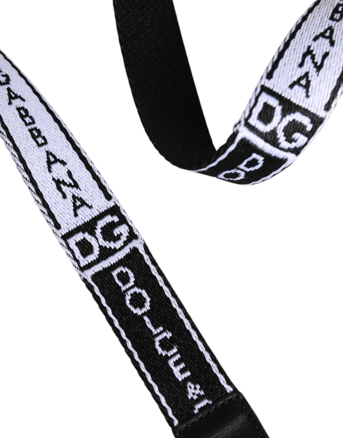 Dolce & Gabbana Black White Printed Belt with Metal Logo Buckle