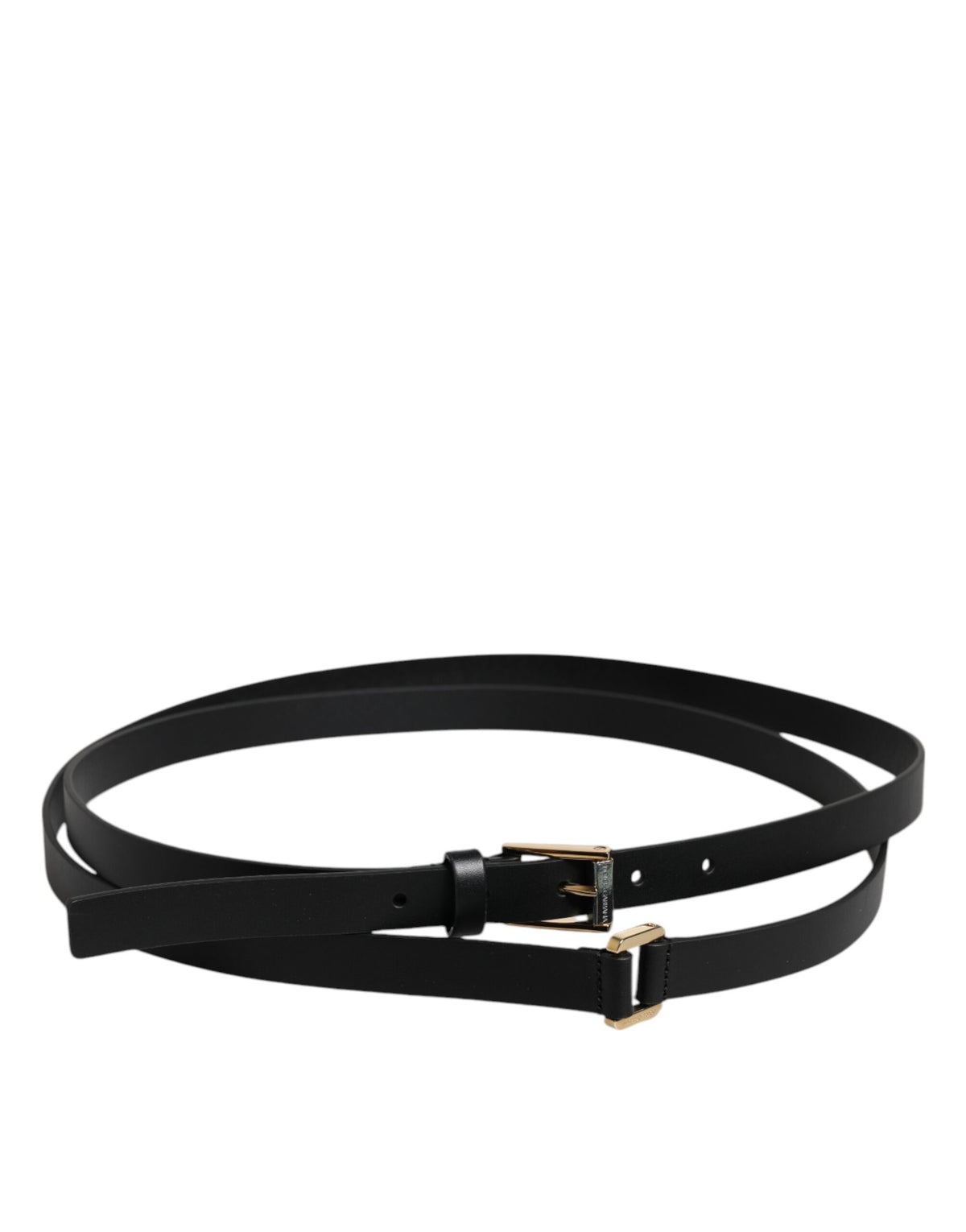 Dolce & Gabbana Black Calfskin Belt with Classic Metal Logo Buckle