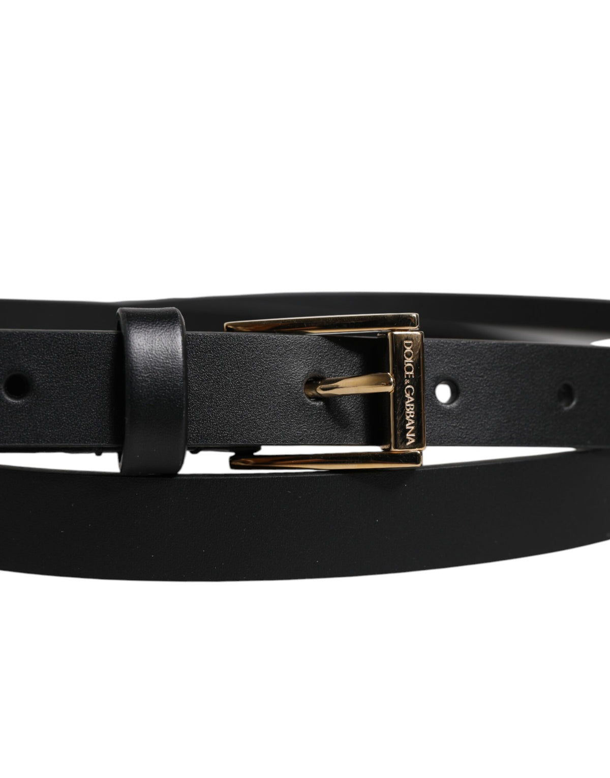 Dolce & Gabbana Black Calfskin Belt with Classic Metal Logo Buckle