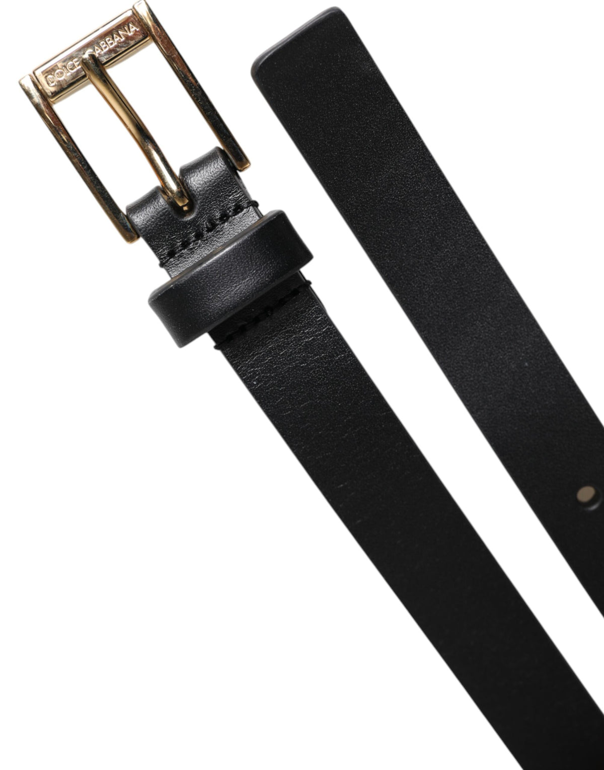 Dolce & Gabbana Black Calfskin Belt with Classic Metal Logo Buckle