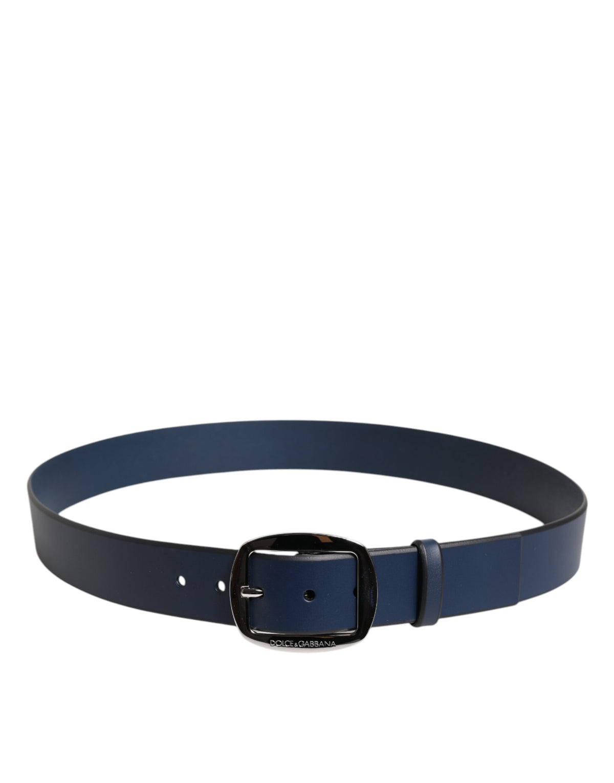 Dolce & Gabbana Blue Calfskin Belt with Classic Metal Buckle