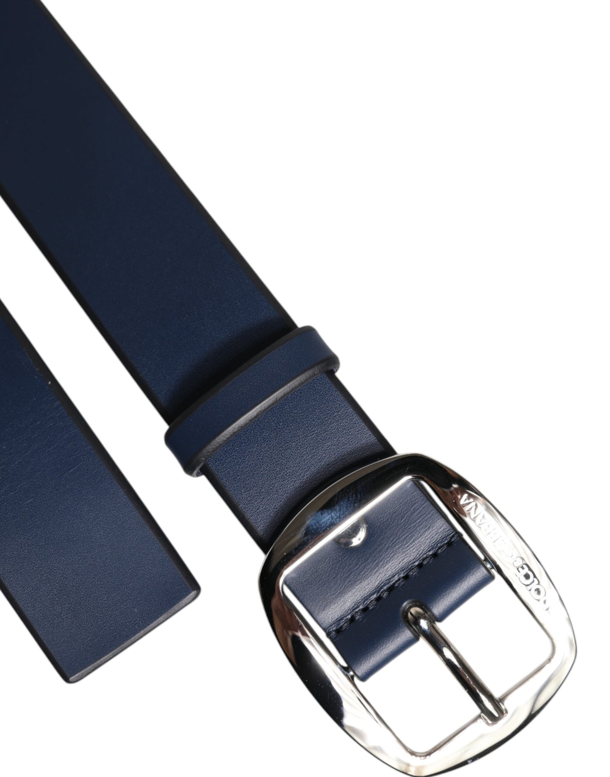 Dolce & Gabbana Blue Calfskin Belt with Classic Metal Buckle