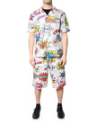Dolce & Gabbana Weiß Cartoon Print Baumwolle Herren Pyjama Set Schlafanzug