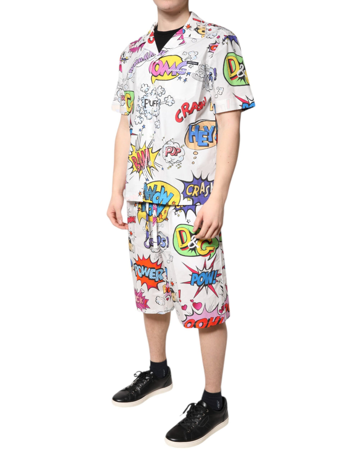 Dolce & Gabbana White Cartoon Print Cotton Men's Pajama Set