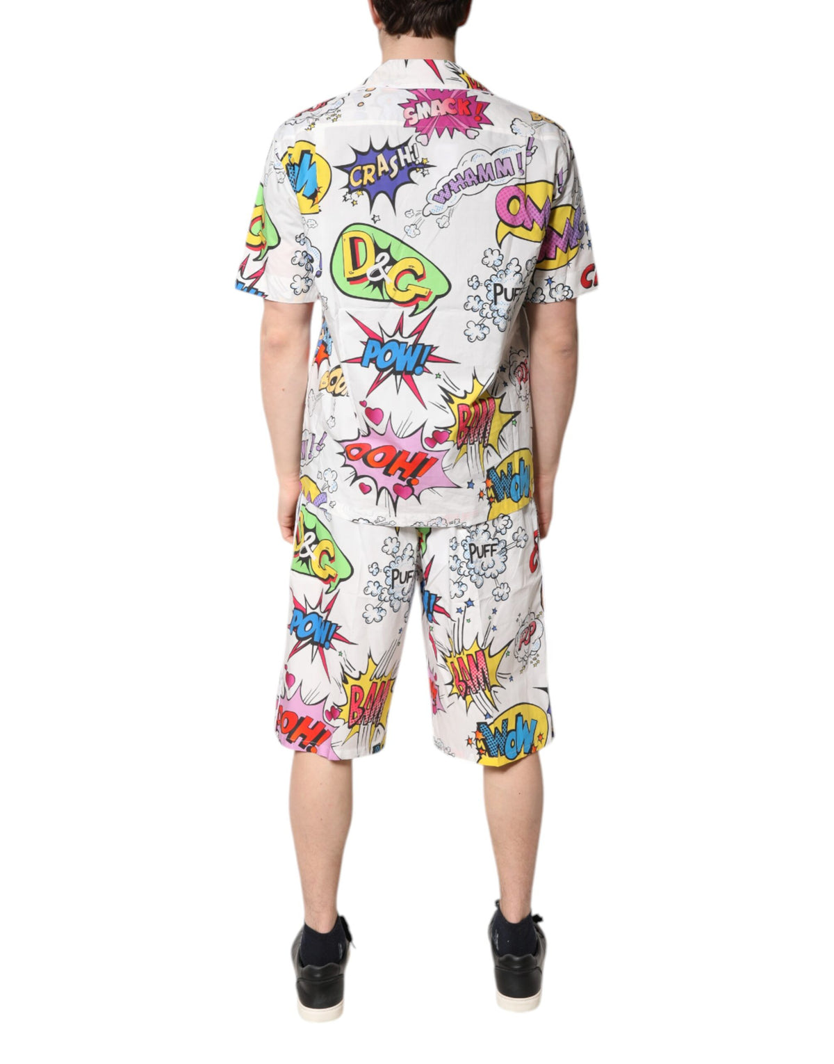 Dolce & Gabbana White Cartoon Print Cotton Men's Pajama Set