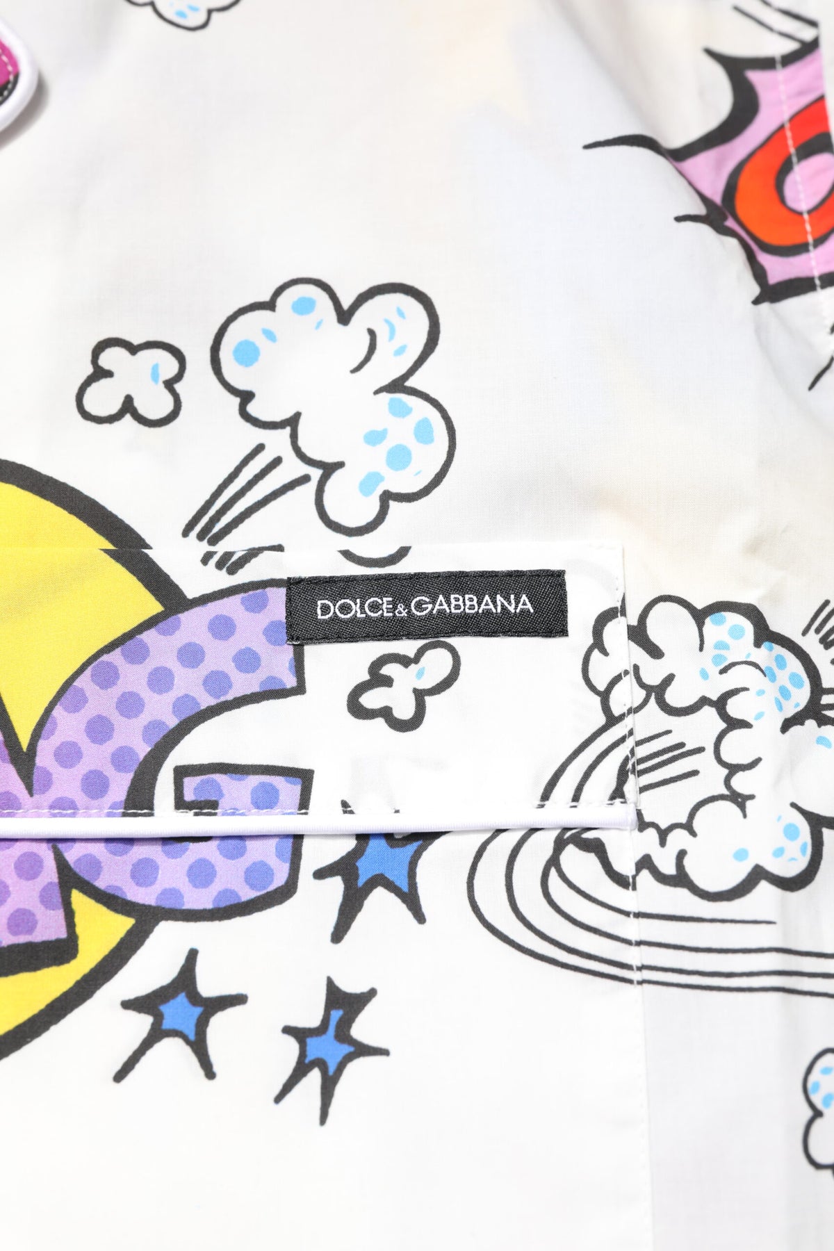 Dolce & Gabbana White Cartoon Print Cotton Men's Pajama Set