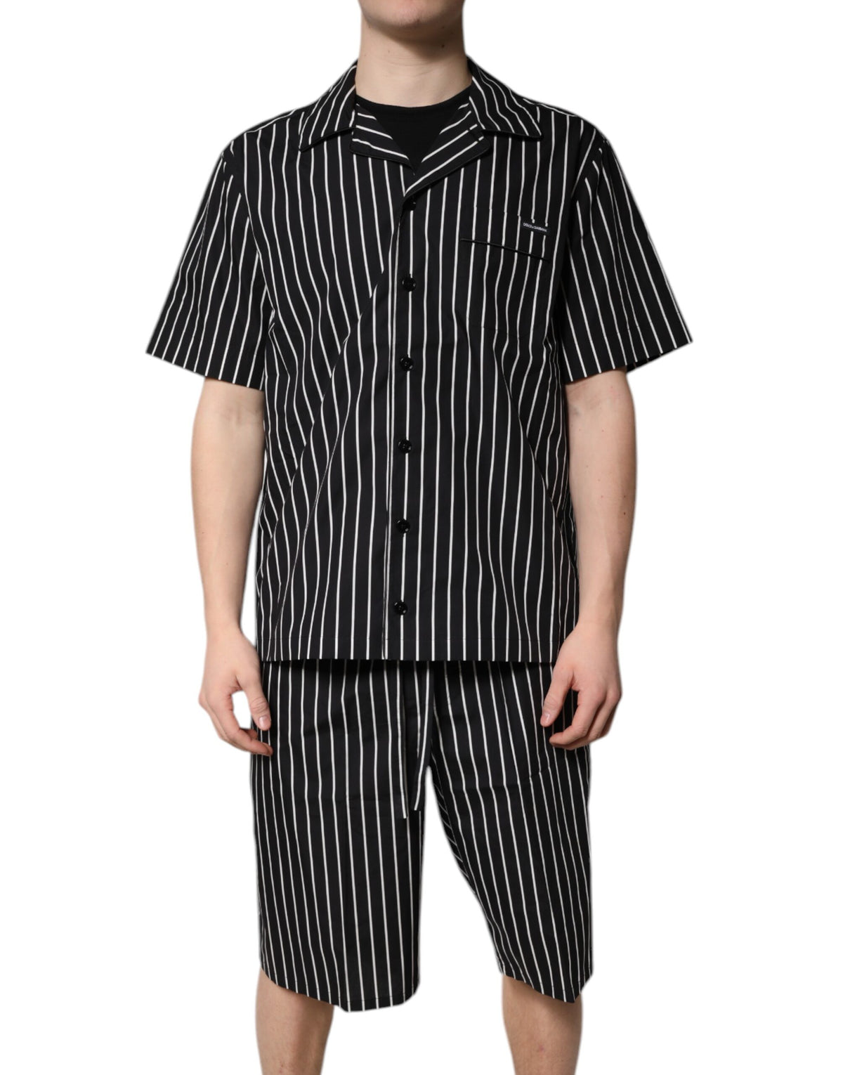 Dolce & Gabbana Black White Stripe Cotton Men's Pajama Set Sleepwear